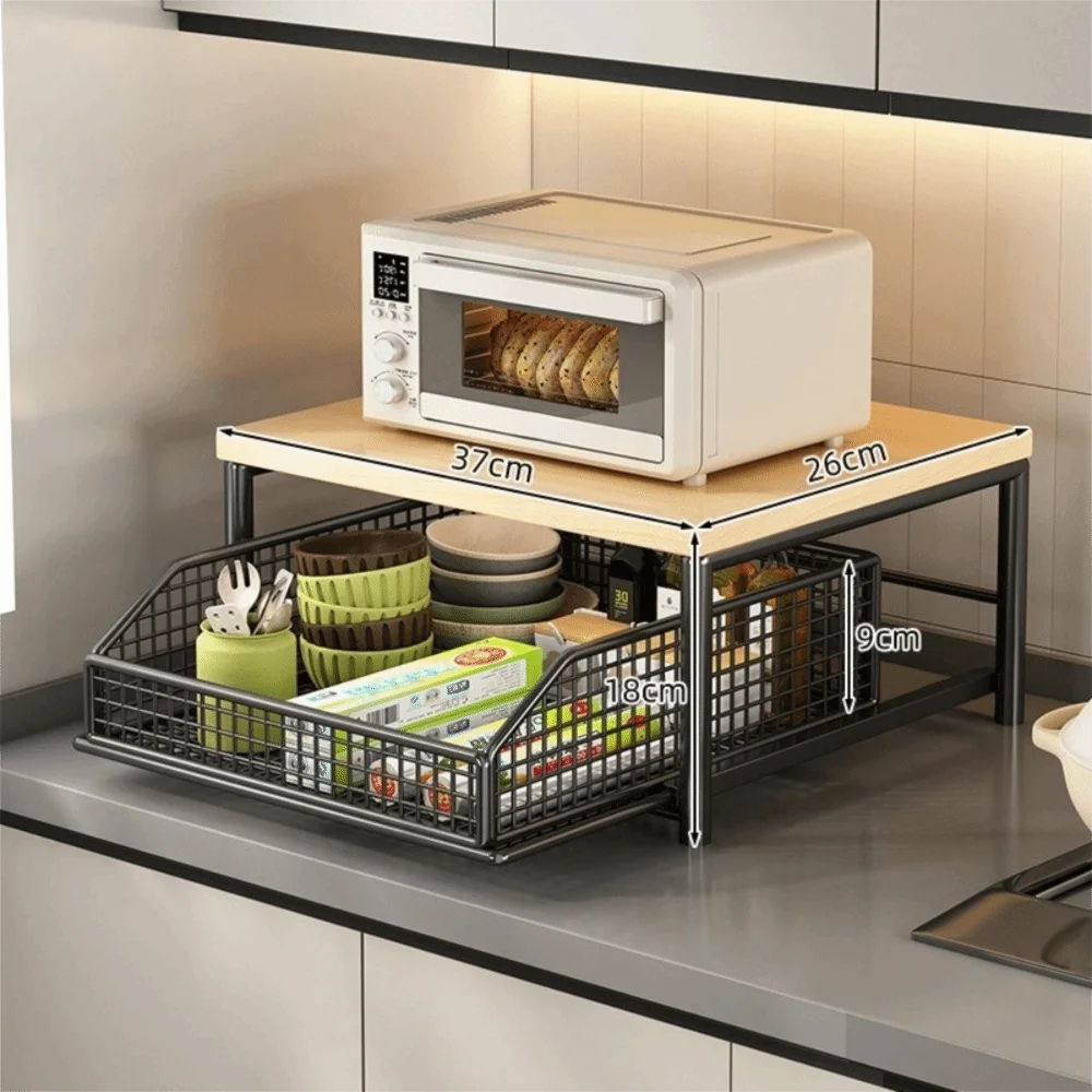 Microwave Stand with Drawers – Kitchen Countertop Organizer Kitchen Storage Rack HIP