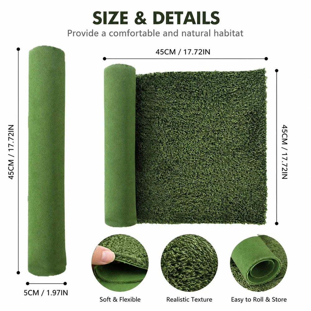 Soft Liner Fake Lawn for Gecko Frog Tortoise Lizard Snake Rainforest Reptile Carpet Washable Moss-Like Mat Moisture-Retaining HIP