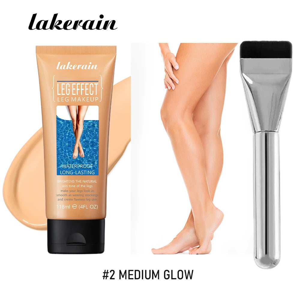 116ml Medium Bronze Body Tanning Cream Leg Makeup Foundation With Brush Waterproof Long Lasting Even Skin Tone Body Makeup HIP 2medium