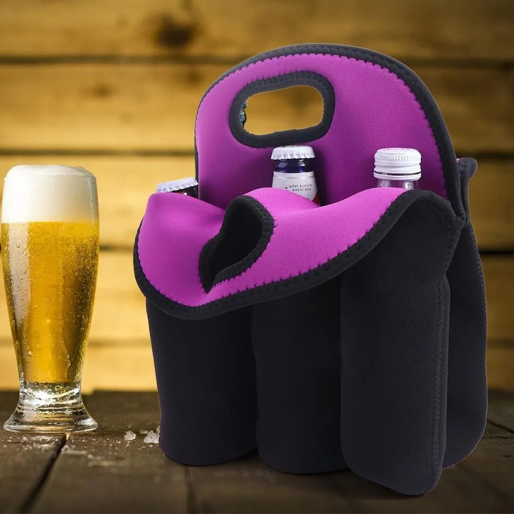 Insulated 6-Bottle Neoprene Carrier Tote Bag with Handle Insulated Bottle Carrier HIP
