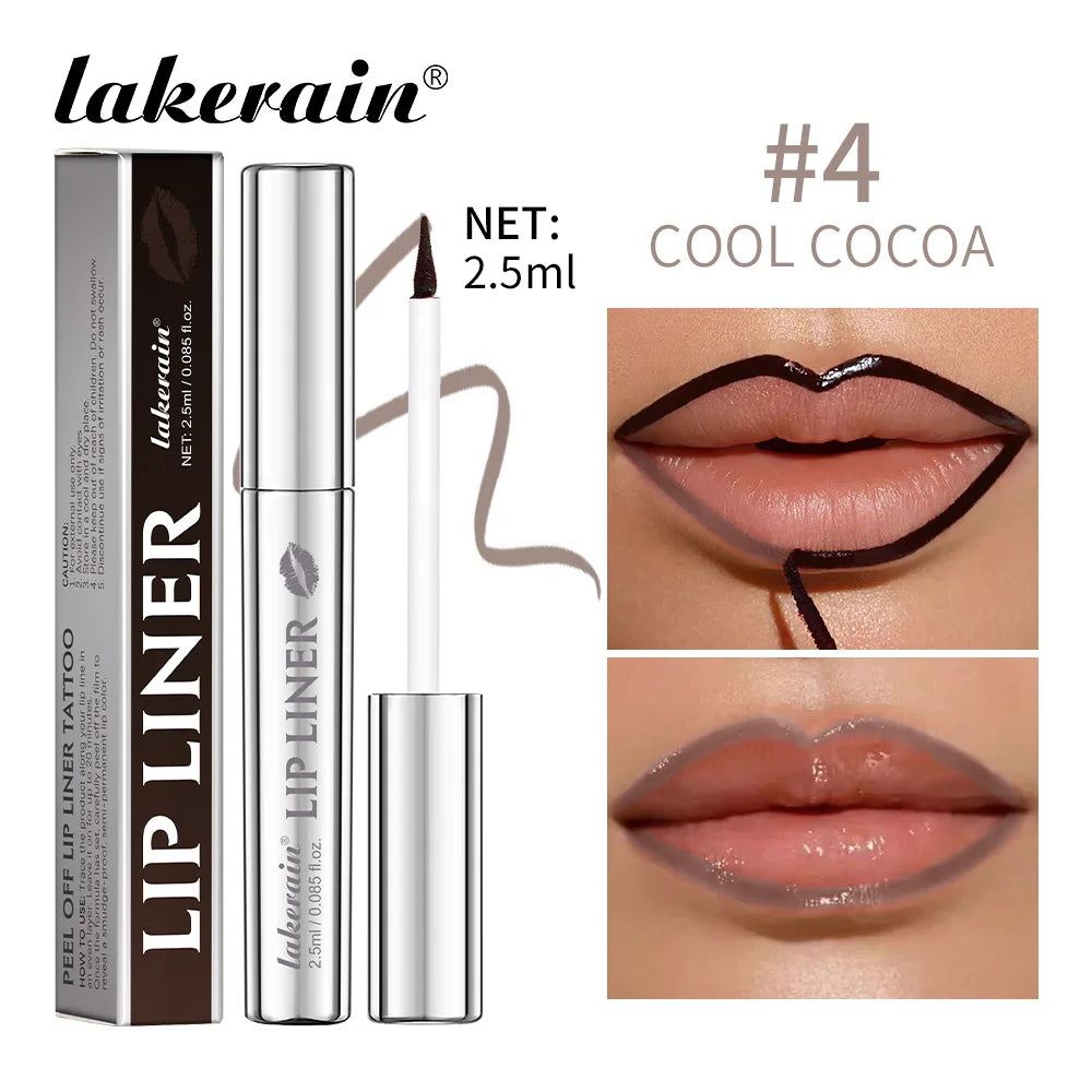 Peel Off Lip Cosmetic Magic Matte Lip Liner Pencil Long Lasting Waterproof Smudge Proof Transfer Proof Peel Off Lip Stain Tattoo HIP 3Brown