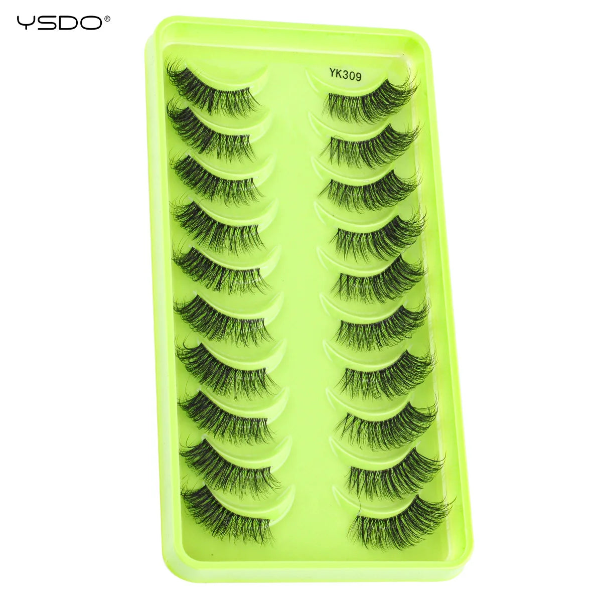 YSDO Fox Half Eye Lashes Soft Natural Faux Mink Eyelashes Fake Lashes Natural Look Short Wispy Clear Band Lash Makeup Multipack HIP 10pairs-YK309