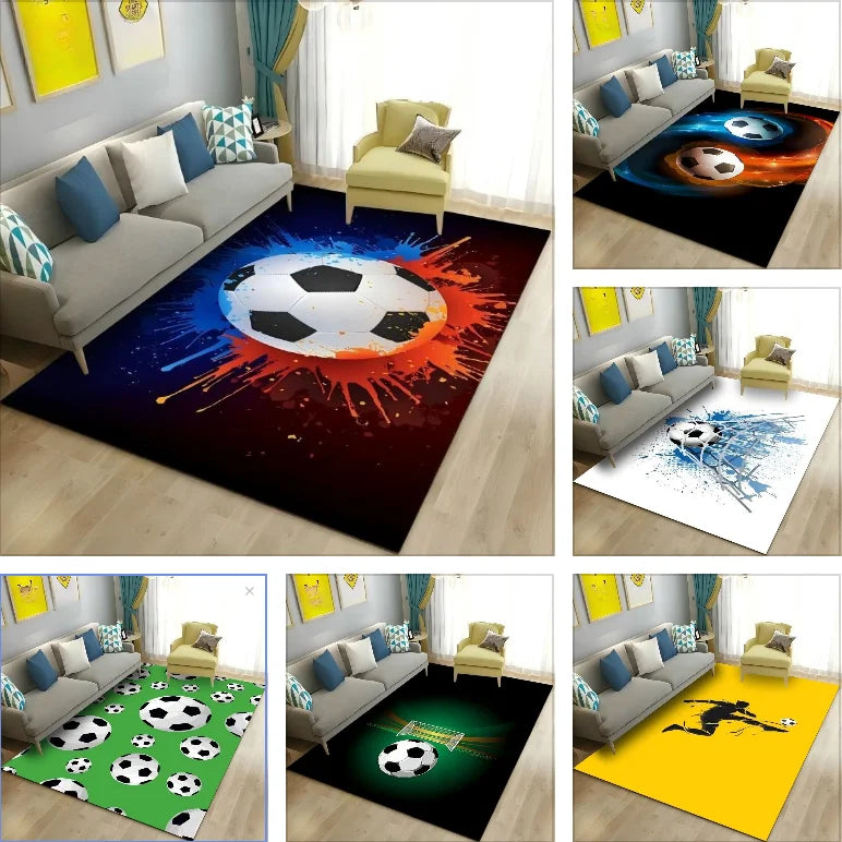 2D Soccer Football Area Rug – Non-Slip Kids Play Mat Decorative Area Rug HIP