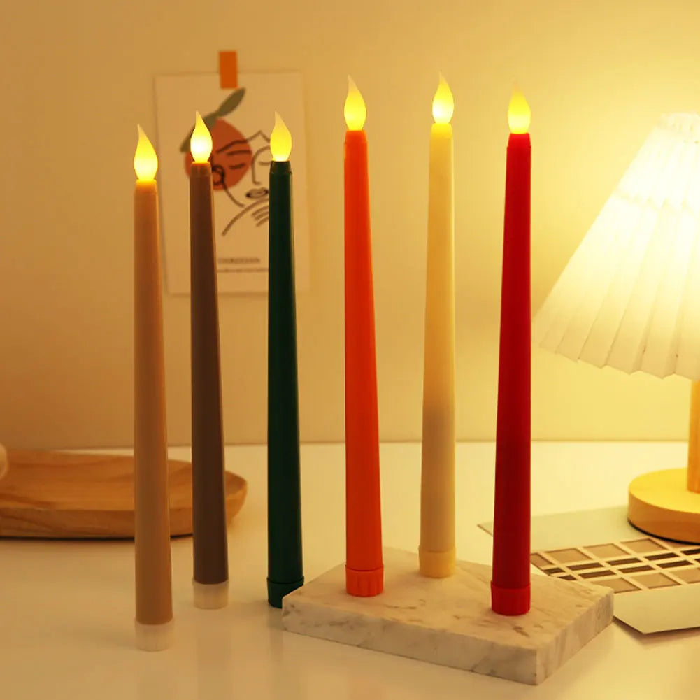 Flameless Pointed Candle Light Long Christmas LED Candle Battery Powered Decorative Church Flickering Candle Light for Event HIP