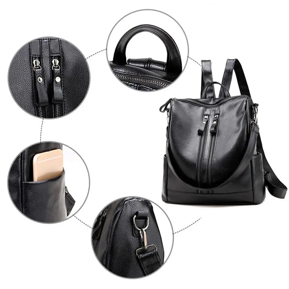 PU Leather Backpack – Large Capacity Travel & College Bag PU Leather Backpack HIP