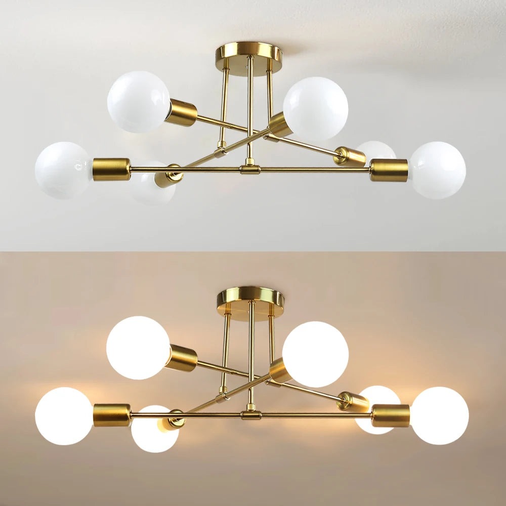 YNL Nordic Industrial Iron LED Ceiling Light – Black & Gold Ceiling Light Fixture HIP