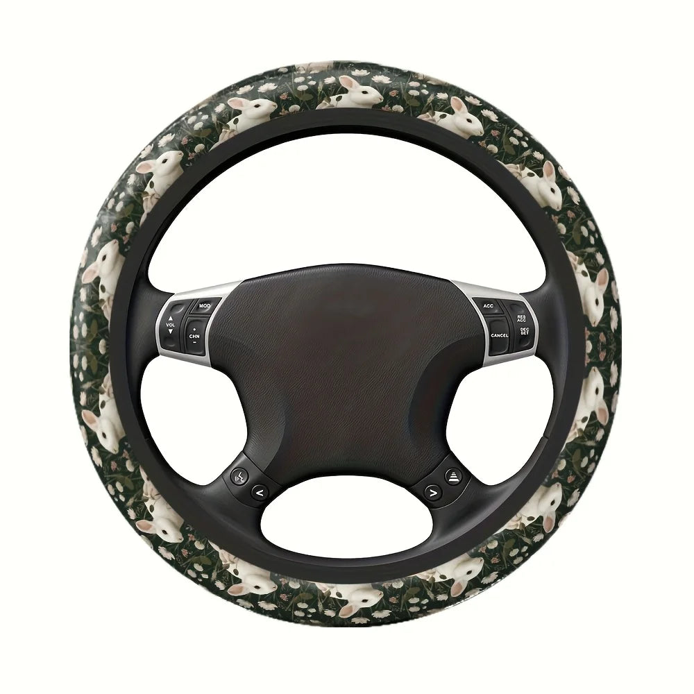 Easter Rabbit Floral Steering Wheel Cover – Soft Grip Steering Wheel Cover HIP