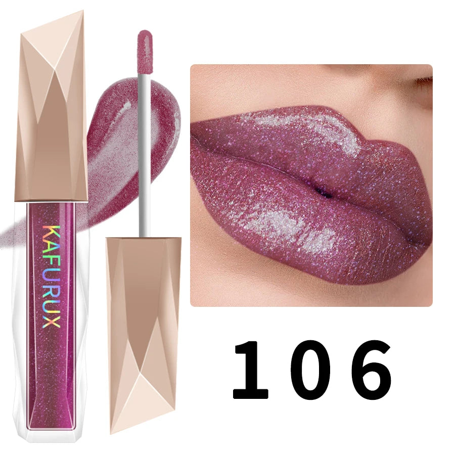 1PC Shimmer Lip Gloss For Fuller Lip Effect, Moisturizing Lip Care Lip Essence Long Lasting Lip Glaze Sexy Lips Makeup Pink Red HIP 106