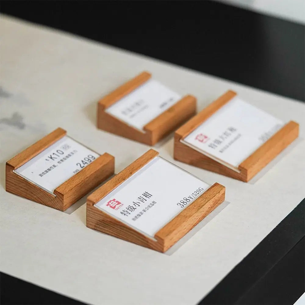 Wood Price Tag Holder Stand – Multi-Size Label Display Rack Label Display Stand HIP
