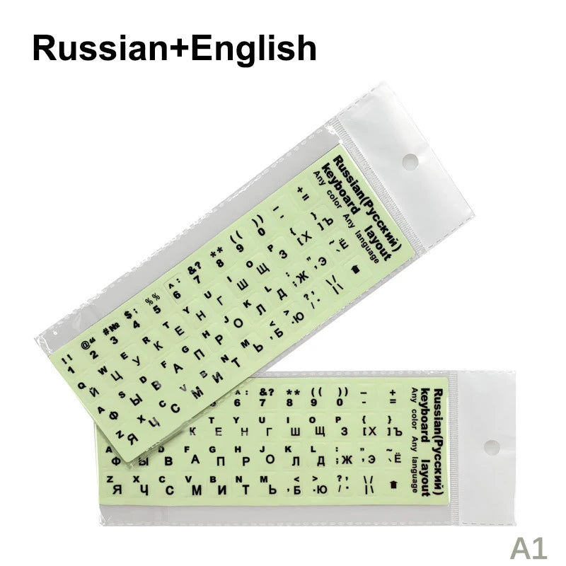 Luminous Keyboard Stickers – English, Russian & Arabic Labels Keyboard Sticker HIP A1