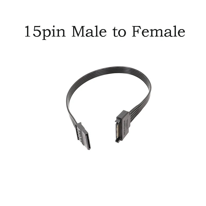 SATA 15-Pin Male to Female Flat Power Extension Cable 30cm SATA Power Cable HIP