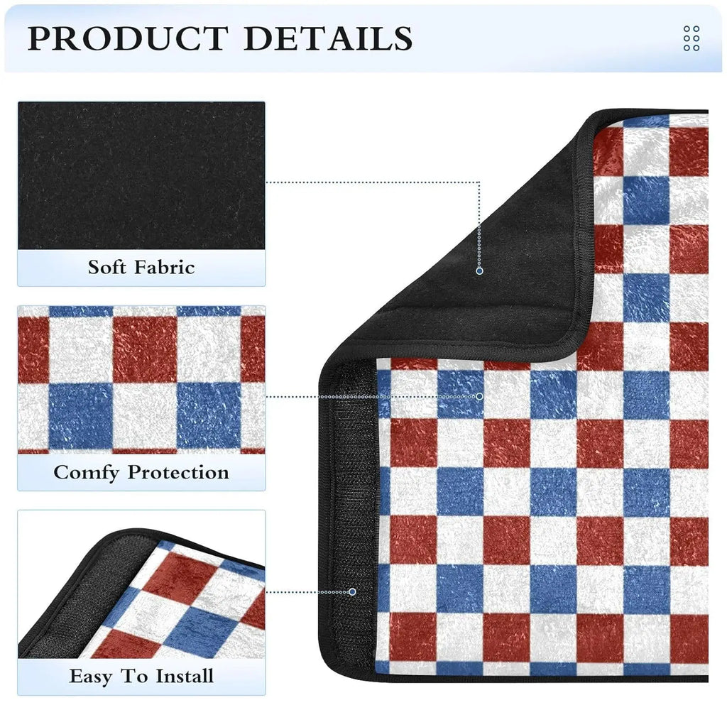 4th of July Plaid Car Seat Belt Covers – 2 Pack | Red & Blue Seat Belt Cover HIP