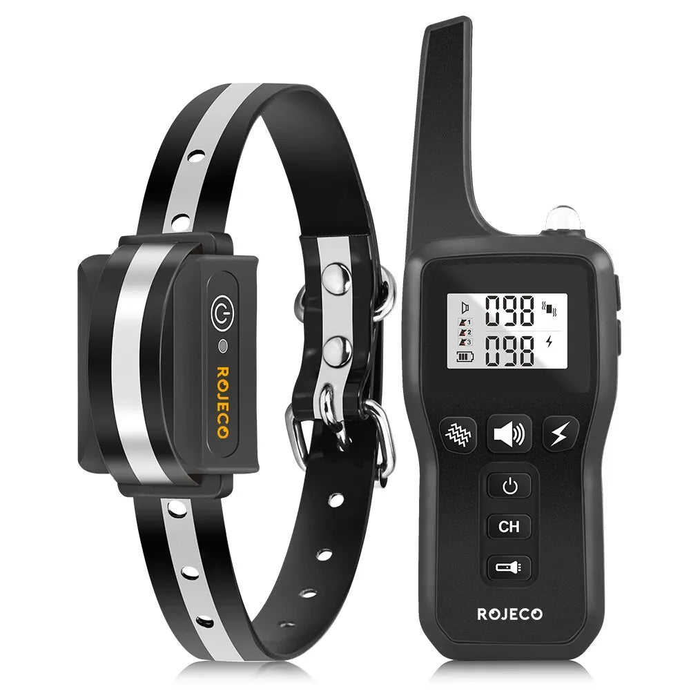 ROJECO 1000m Electric Dog Training Collar Remote Control Training Collar For Pet Rechargeable Dog Bark Control Stop Shock Collar HIP Black 1 Collar