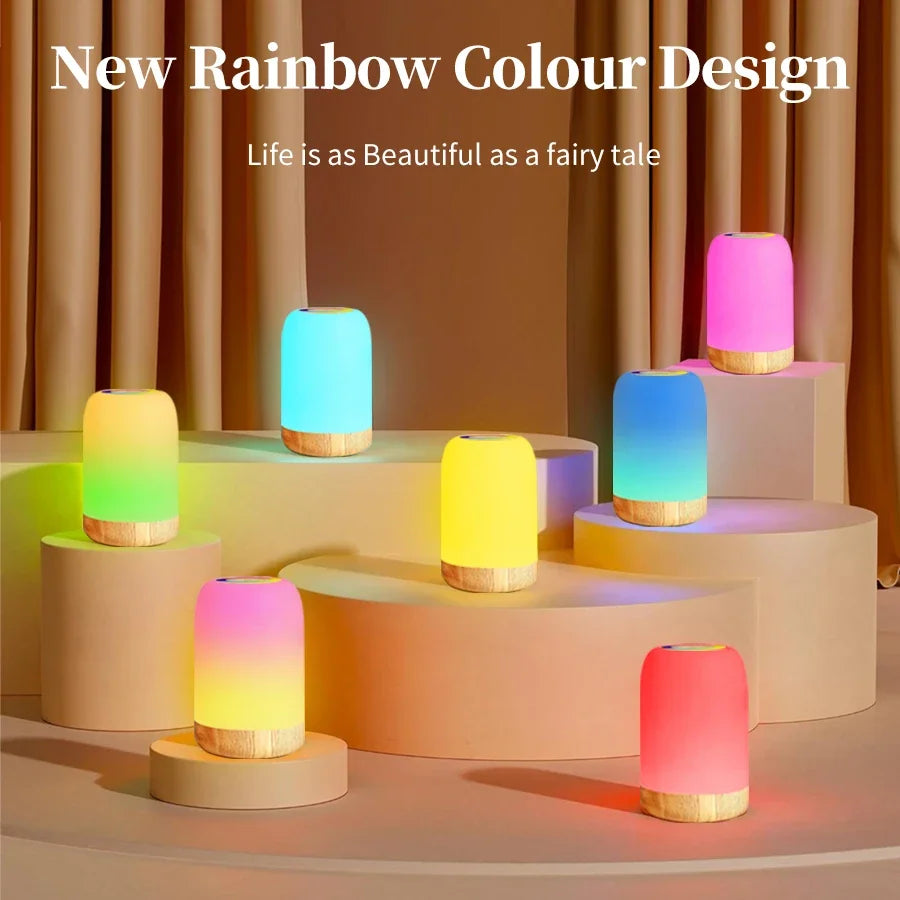 Rechargeable LED Table Lamp RGB Dimmable Touch Bedside Lamp Timer Reading Night Light Bedroom Living Room Decor Nursery Gifts HIP