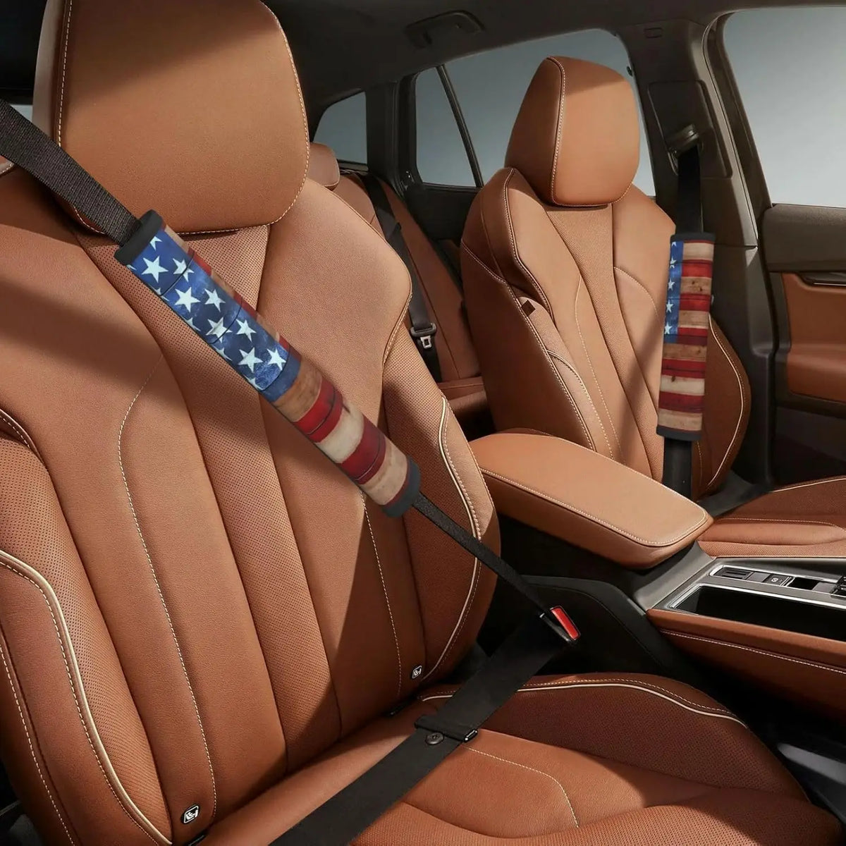American Flag Seat Belt Cover Pads – 2pc Patriotic Set Seat Belt Cover HIP