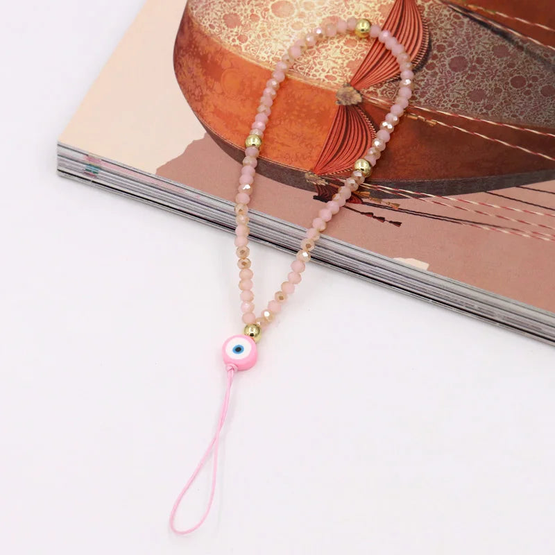 Fashion Jewelry Wholesale Phone Chain Multicolor Crystal Evil Eye Phone Charm Lanyard Strap for Phone Decoration Accessories HIP A004u