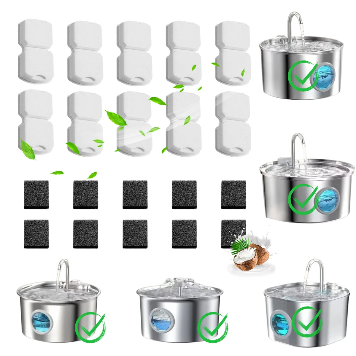 10PCS / 20PCS Replacement Filters & Sponges for Cat & Dog Water Fountain, Filter Accessories for Pet Drinking Dispenser HIP