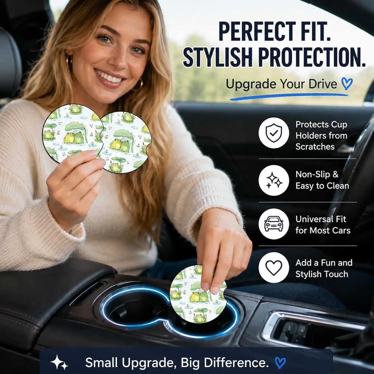 2-Pack Paw Print Neoprene Car Cup Holder Coasters Anti-Slip Car Cup Holder Coaster HIP