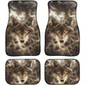 Wolf Print Heavy Duty Rubber Car Mats – 4-Piece All Weather Rubber Car Mats HIP black
