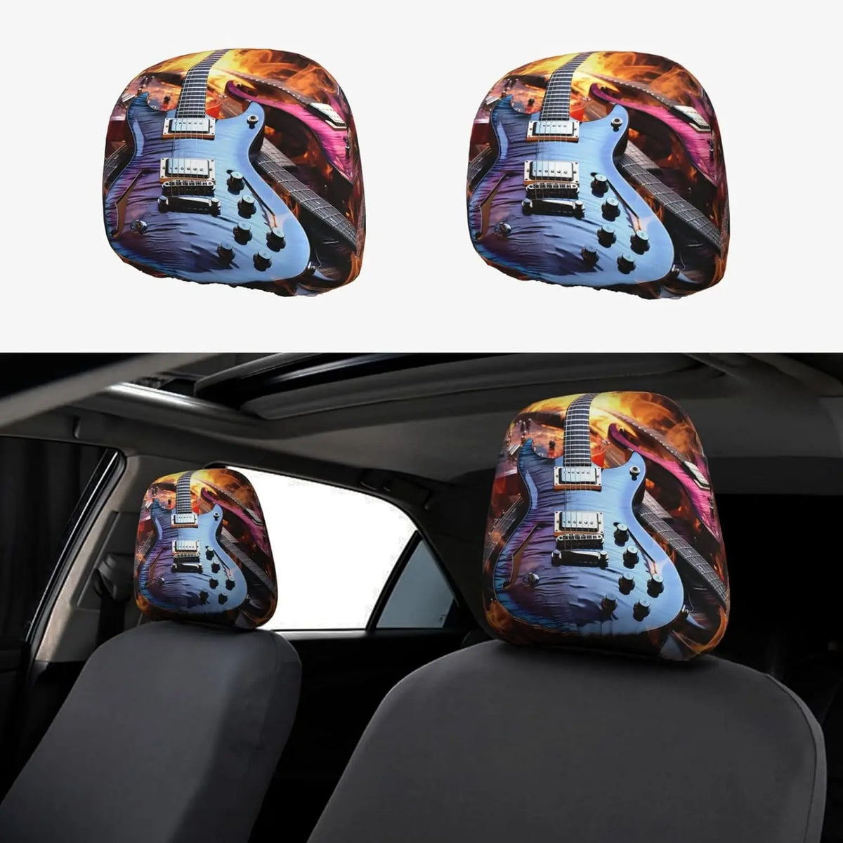 2-Pack Universal Car Headrest Covers – Soft Elastic Protectors Car Headrest Cover HIP black