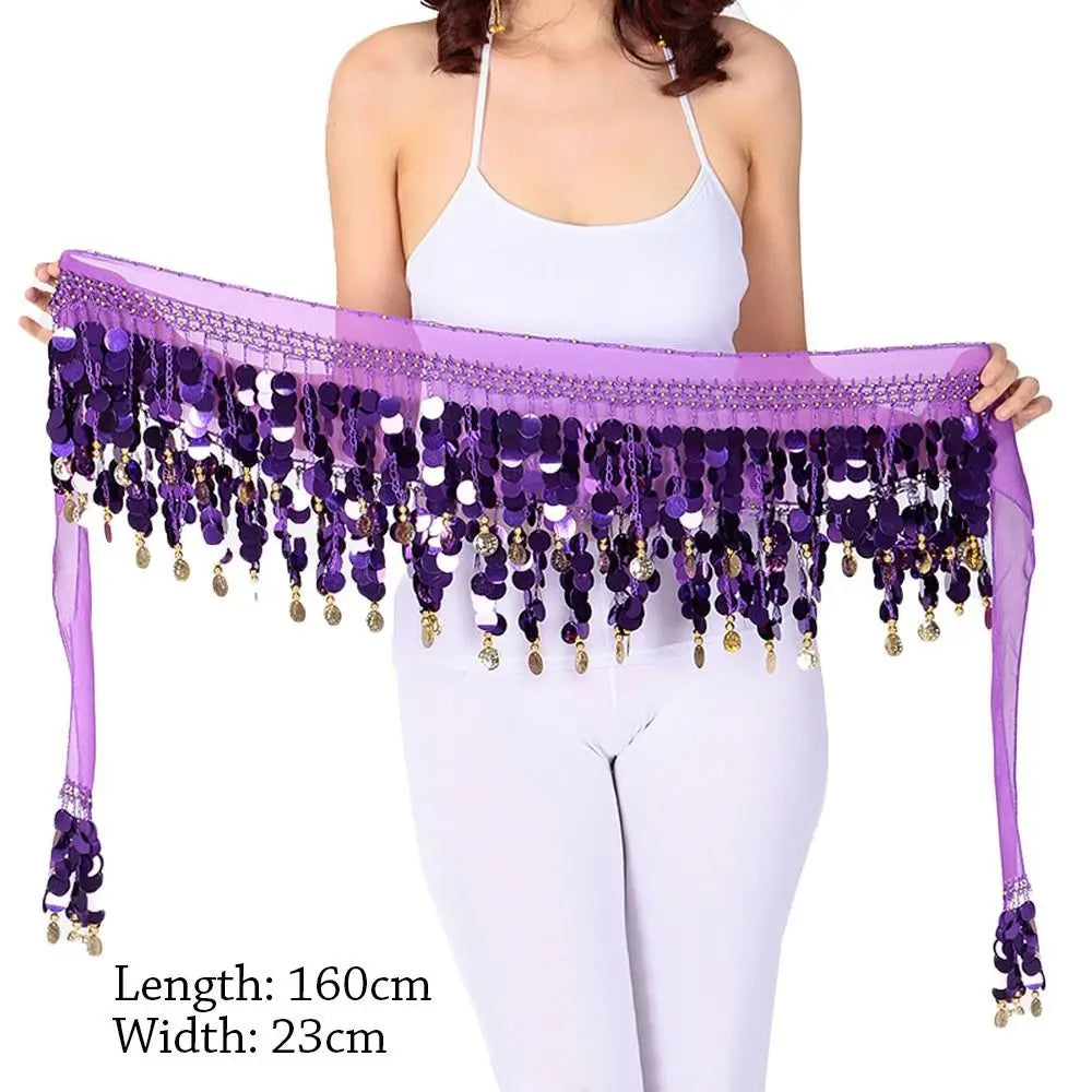Sequin Tassel Belly Dance Hip Scarf Wrap Belt Skirt Belly Dance Costume HIP