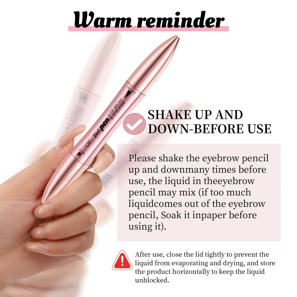 4 Fork Tip Eyebrow Eyeliner Pencil Waterproof 2IN1 4Point Microblading Liquid Wild Eyebrow Tattoo Pen Lasting Fine Sketch Makeup HIP