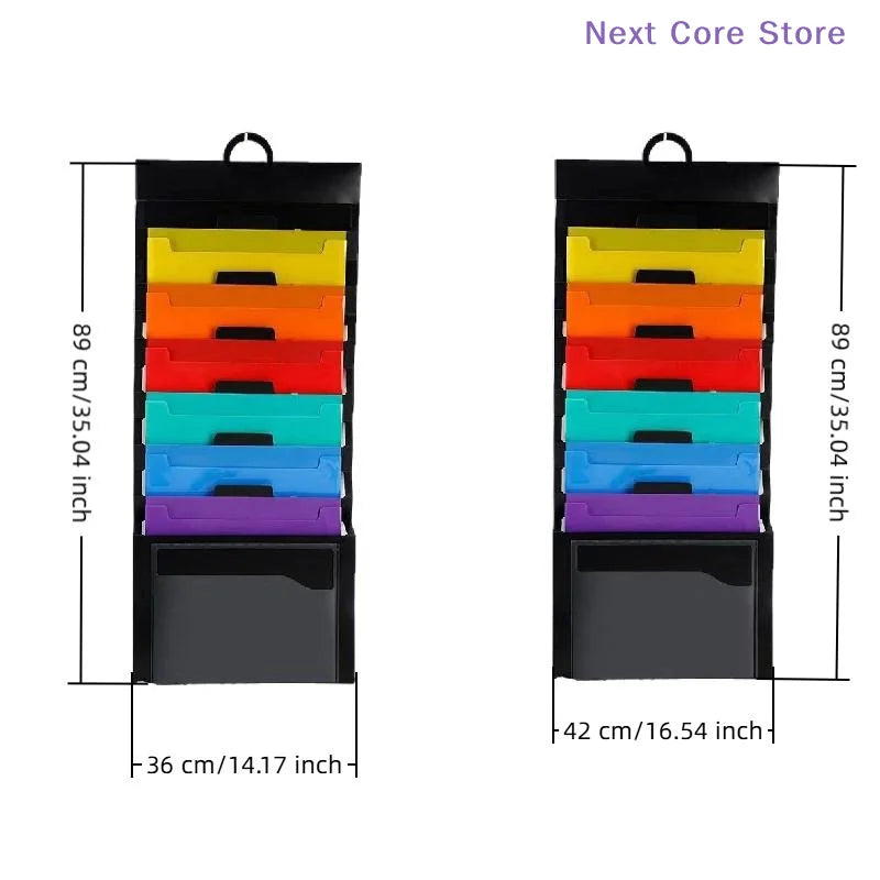 Rainbow 6-Pocket Hanging File Organizer – Wall Mount & Portable Hanging File Organizer HIP
