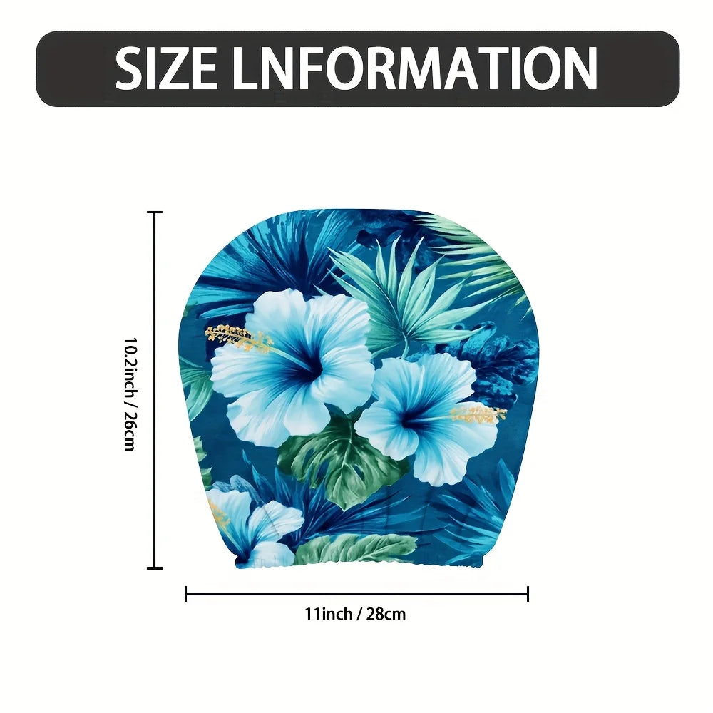 2-Pack Tropical Hibiscus Car Headrest Covers – Blue Floral Car Headrest Covers HIP