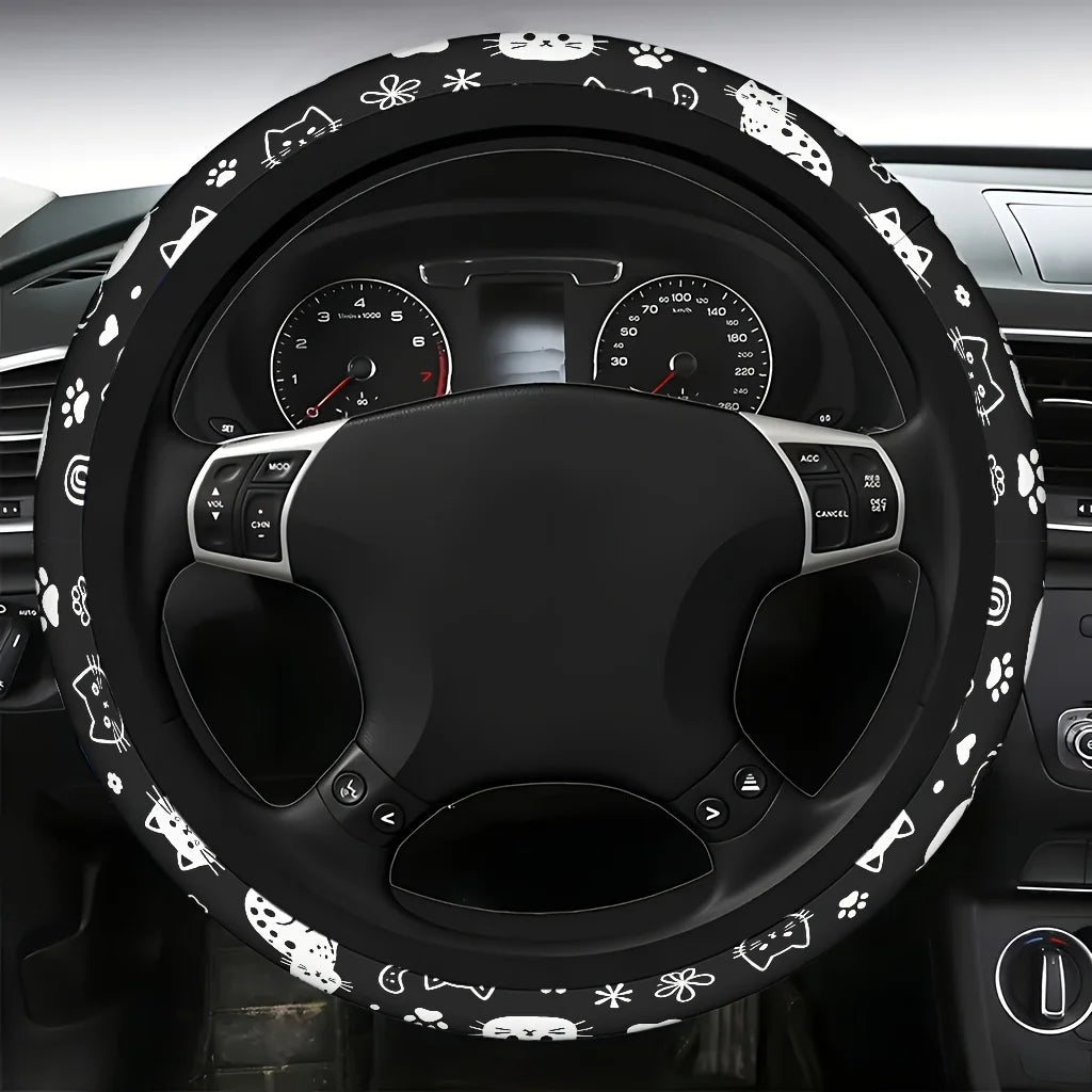 Cute Kitten Car Steering Wheel Cover – Soft & Breathable Steering Wheel Cover HIP