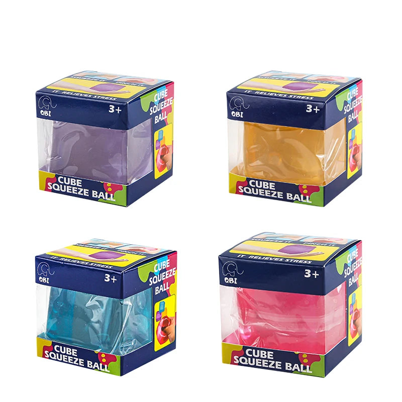 Cube Squeeze Ball – Soft Sensory Fidget Toy & Fun Gift Sensory Fidget Toy HIP 4 Pcs