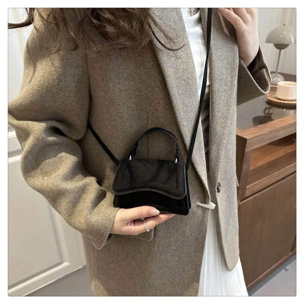 Suede Mini Crossbody Bag – Square PU Leather Shoulder Bag Mini Crossbody Bag HIP