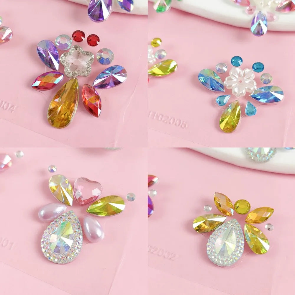 1Pc 3D Forehead Tattoo Stickers Colorful DIY Children Gem Stickers Face Jewels Glitter Face Body Rhinestone Stickers Makeup Tool HIP