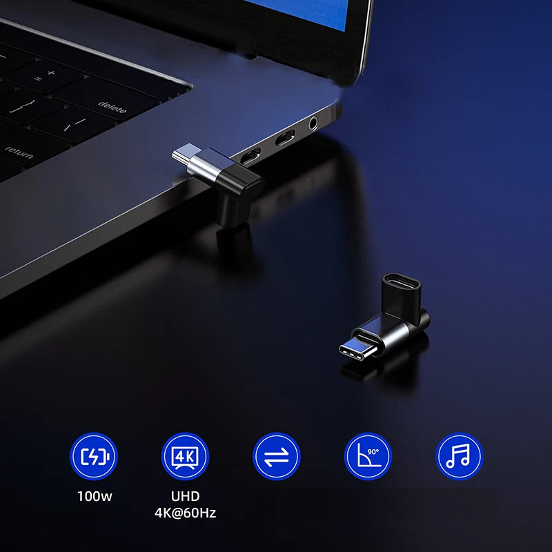 USB-C PD 100W Elbow Adapter – 4K60Hz & 20Gbps | HIP USB-C Elbow Adapter HIP