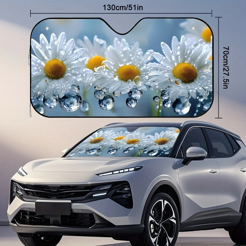 Daisy Raindrops Car Sun Visor – Multi-Layer Universal Sunshade Car Sun Visor HIP