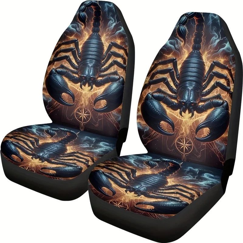 2-Pack Scorpion Print Universal Car Seat Covers – Sedan & SUV Car Seat Covers HIP