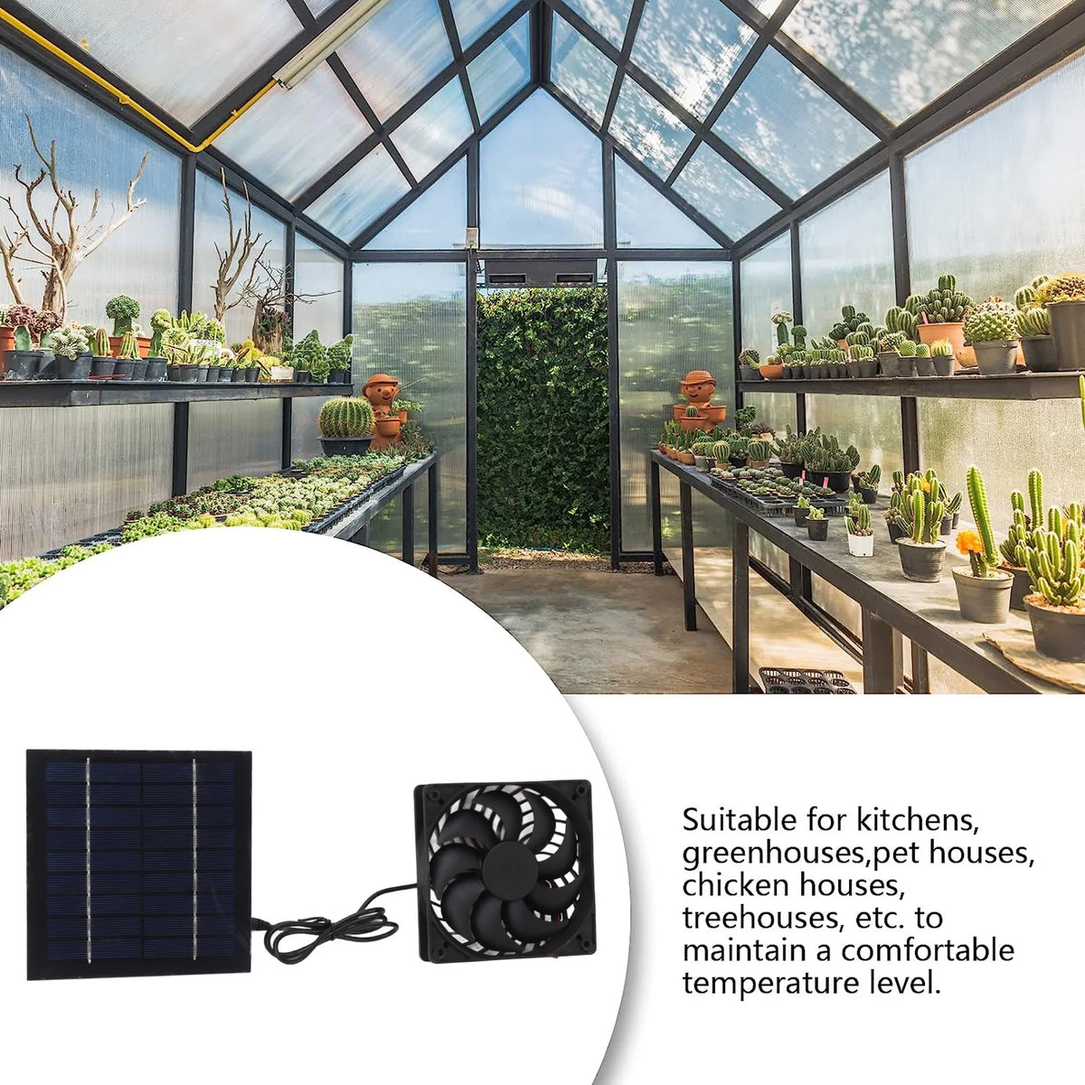 10W Solar Panel Fan Kit Solar Powered Fan for Small Greenhouses Doghouses Sheds Ventilation Greenhouse Solar Powered Fan HIP