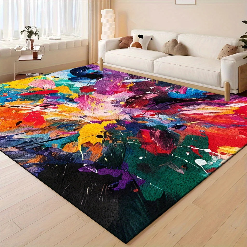 Modern Abstract Paint Splatter Area Rug – Non-Slip Washable Abstract Area Rug HIP 1 120x160cm-Felt