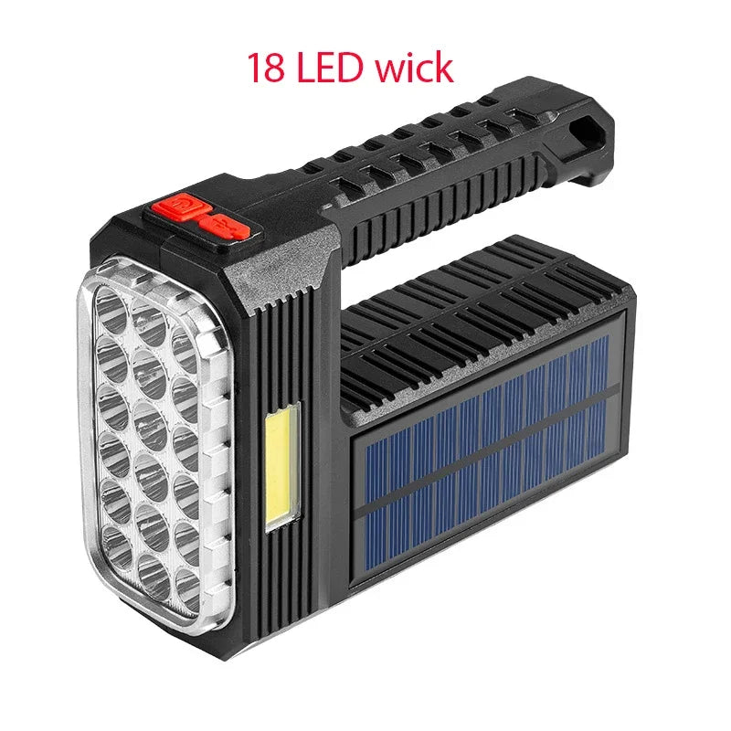 ESMARTER Solar USB Rechargeable LED Flashlight – 4 Modes LED Flashlight Torch HIP W5127 18LED wick