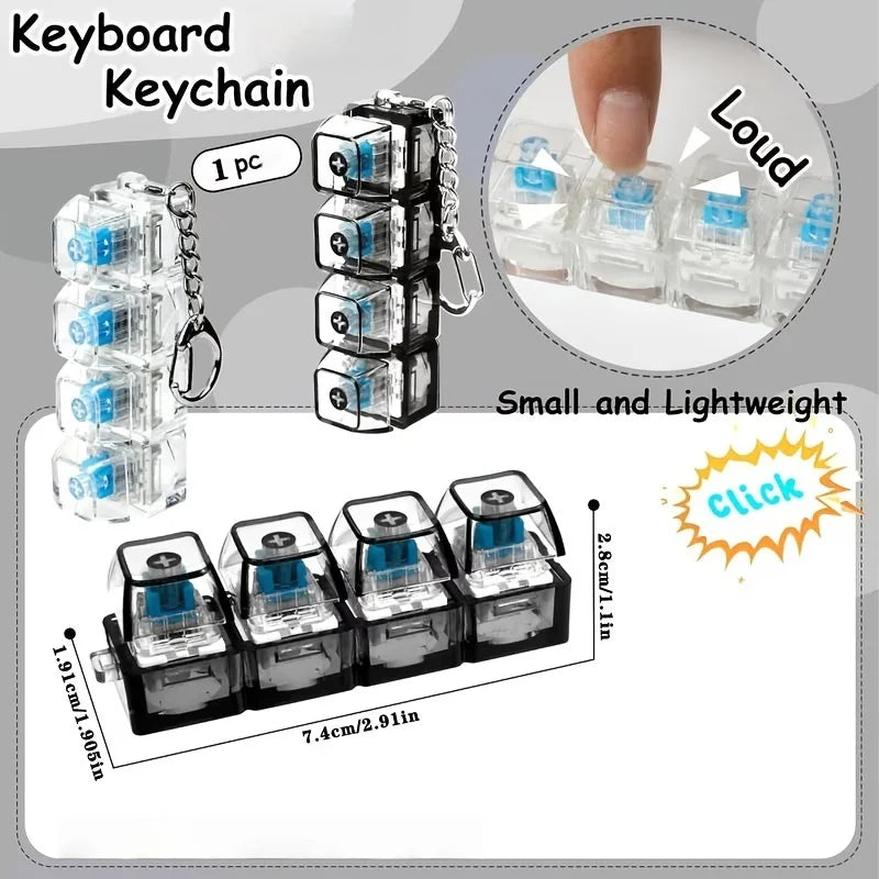 4-Button RGB Fidget Keyboard Keychain with LED Lights | HIP Fidget Keychain Toy HIP