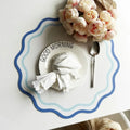Flower Print PU Leather Placemat – Heat-Resistant & Waterproof Decorative Placemat HIP Blue Diameter 34cm