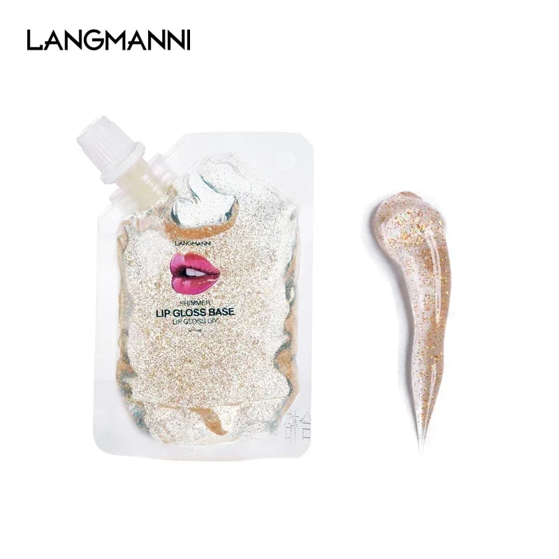 DIY Clear Lip Gloss Base Oil Non-Stick Moisturizing Lipstick Material Gel Lip Gloss Base Handmade Liquid Lipstick Makeup HIP Gold Glitter 50ml