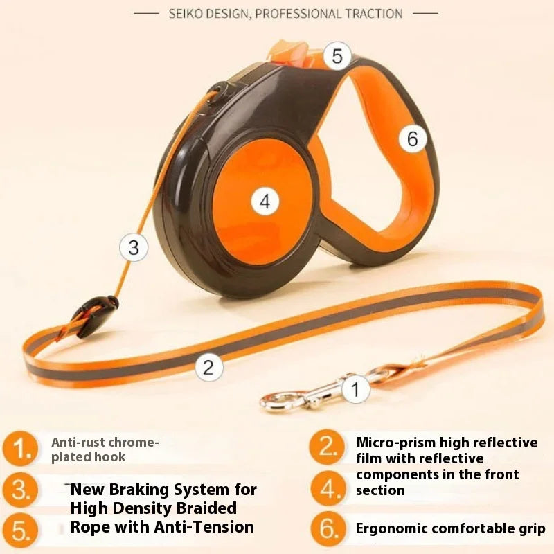Reflective Retractable Dog Leash 3M 5M 8M – Small & Large Dogs Retractable Dog Leash HIP