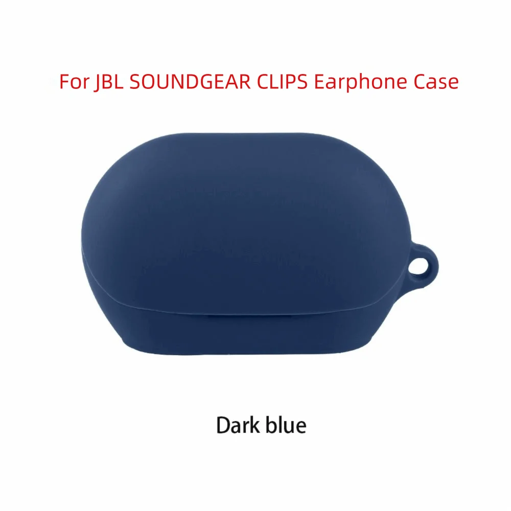 Silicone Earphone Case with Carabiner for JBL SOUNDGEAR CLIPS Earphone Case Cover HIP Dark Blue