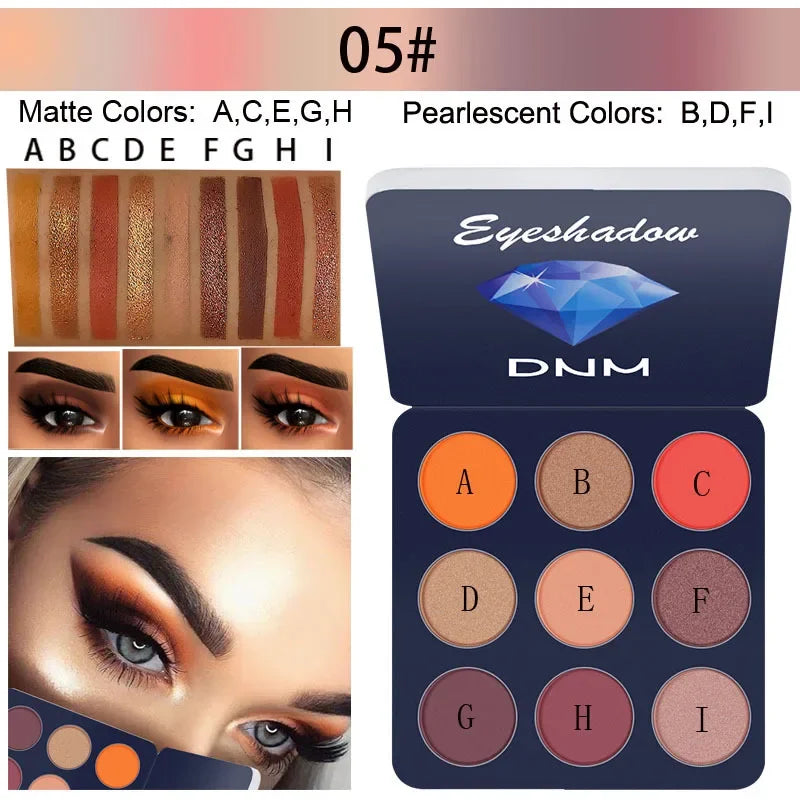 9 Colors Nude Eyeshadow Powder Makeup Palette Matte Shimmer Eye Pigmented Powder Make Up New Warm Earth Color Eyeshadow HIP 5