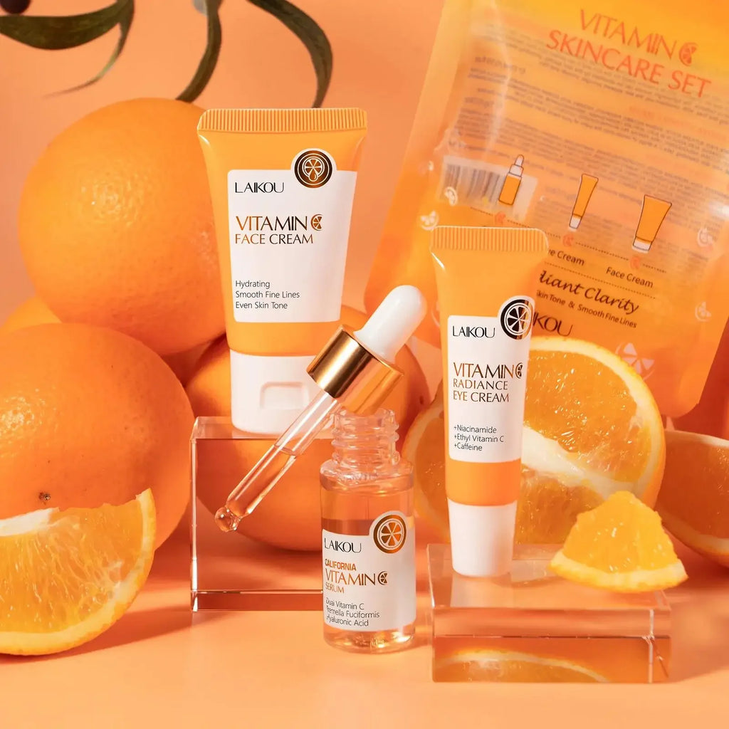 LAIKOU Vitamin C Skincare Kit – 3-Piece Serum, Eye & Face Cream Vitamin C Skincare Set HIP