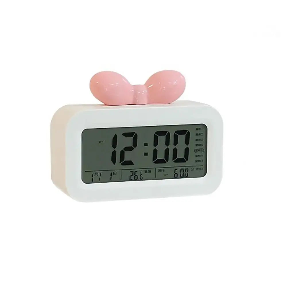 Bowknot LED Digital Alarm Clock with Night Light & Temperature LED Alarm Clock HIP