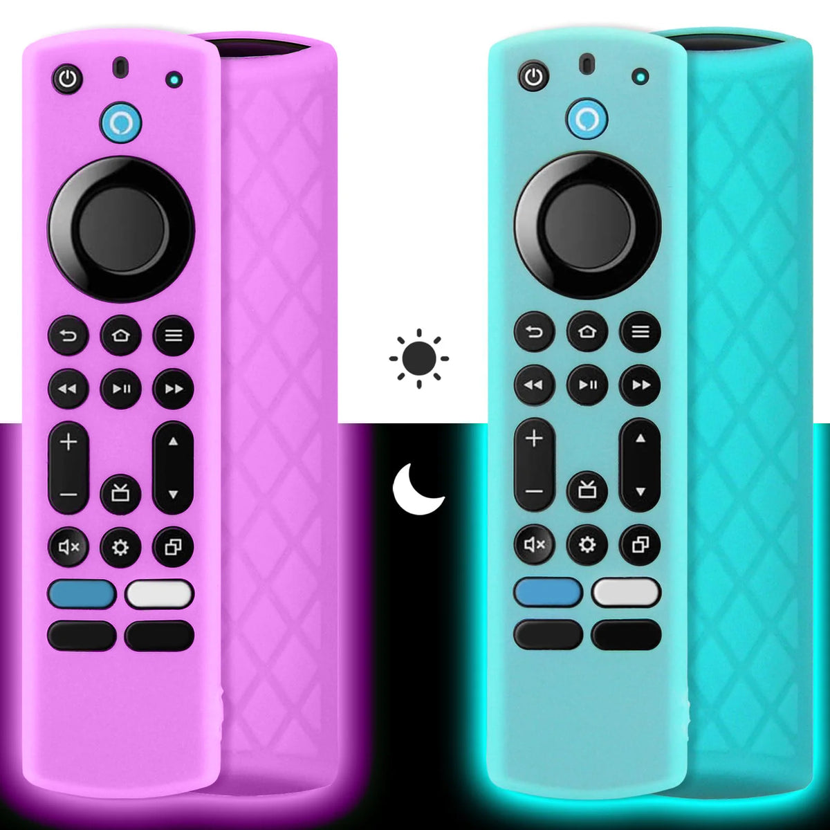 2-Pack Glow in Dark Silicone Case for Firestick 4K Max Remote Remote Control Case HIP blue and purple