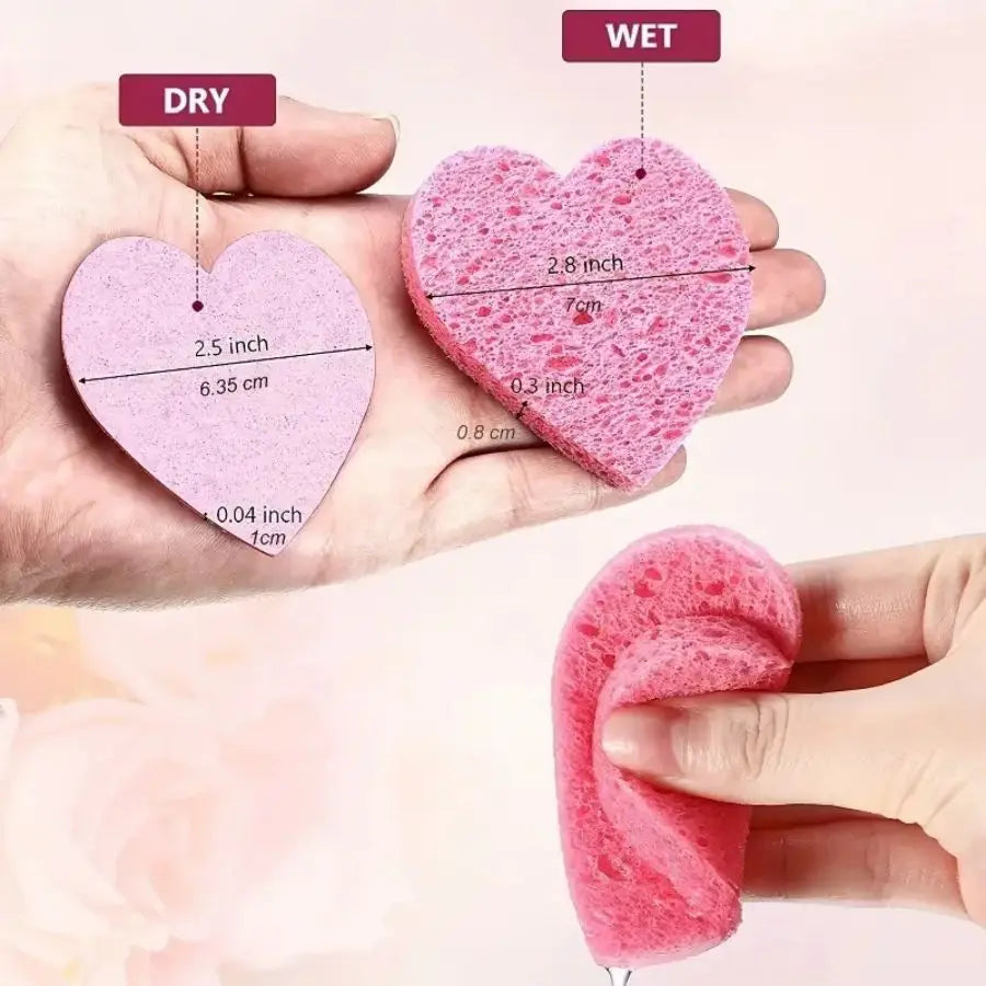20-Pack Heart Shape Compressed Facial Cleansing Sponges Facial Cleansing Sponge HIP