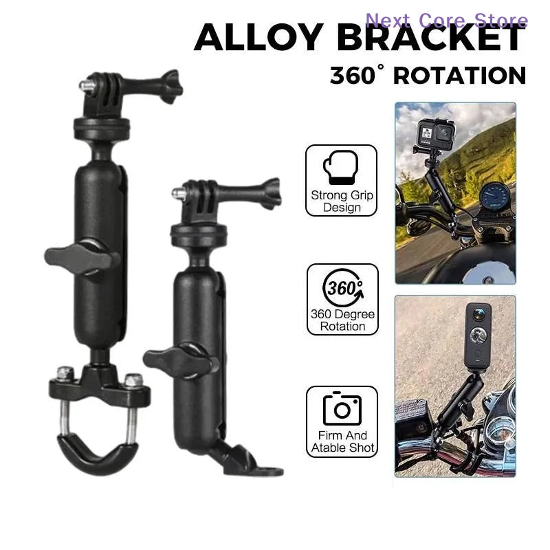 Metal Motorcycle & Bike Handlebar Camera Mount – 360° Rotation Camera Handlebar Mount HIP