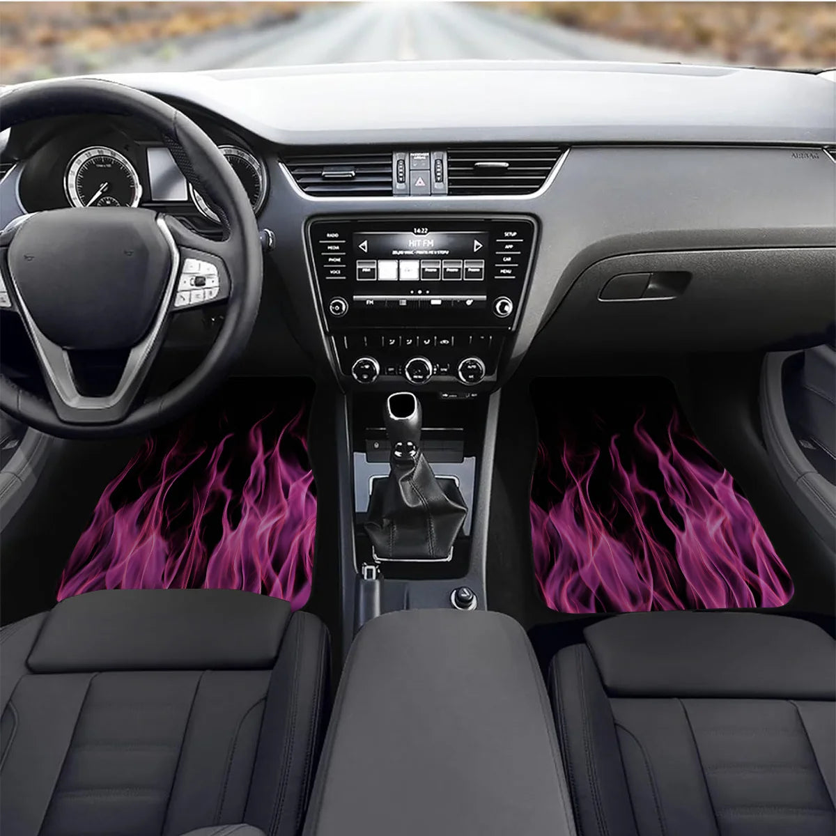 4-Piece Non-Slip Car Floor Mats – Pink Purple Flame Pattern Car Floor Mats HIP
